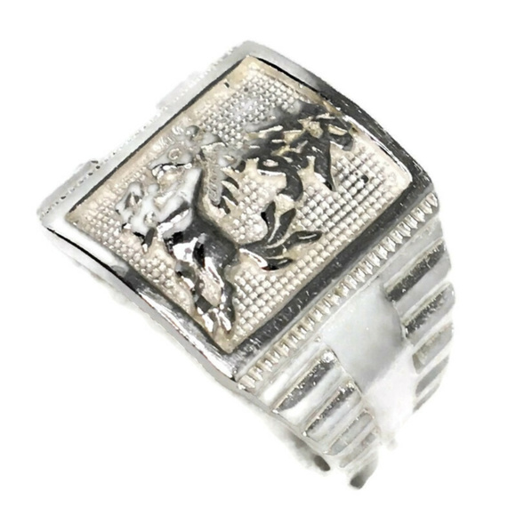 horse ring Anti-Tarnish Silver Band Size 6 . 75